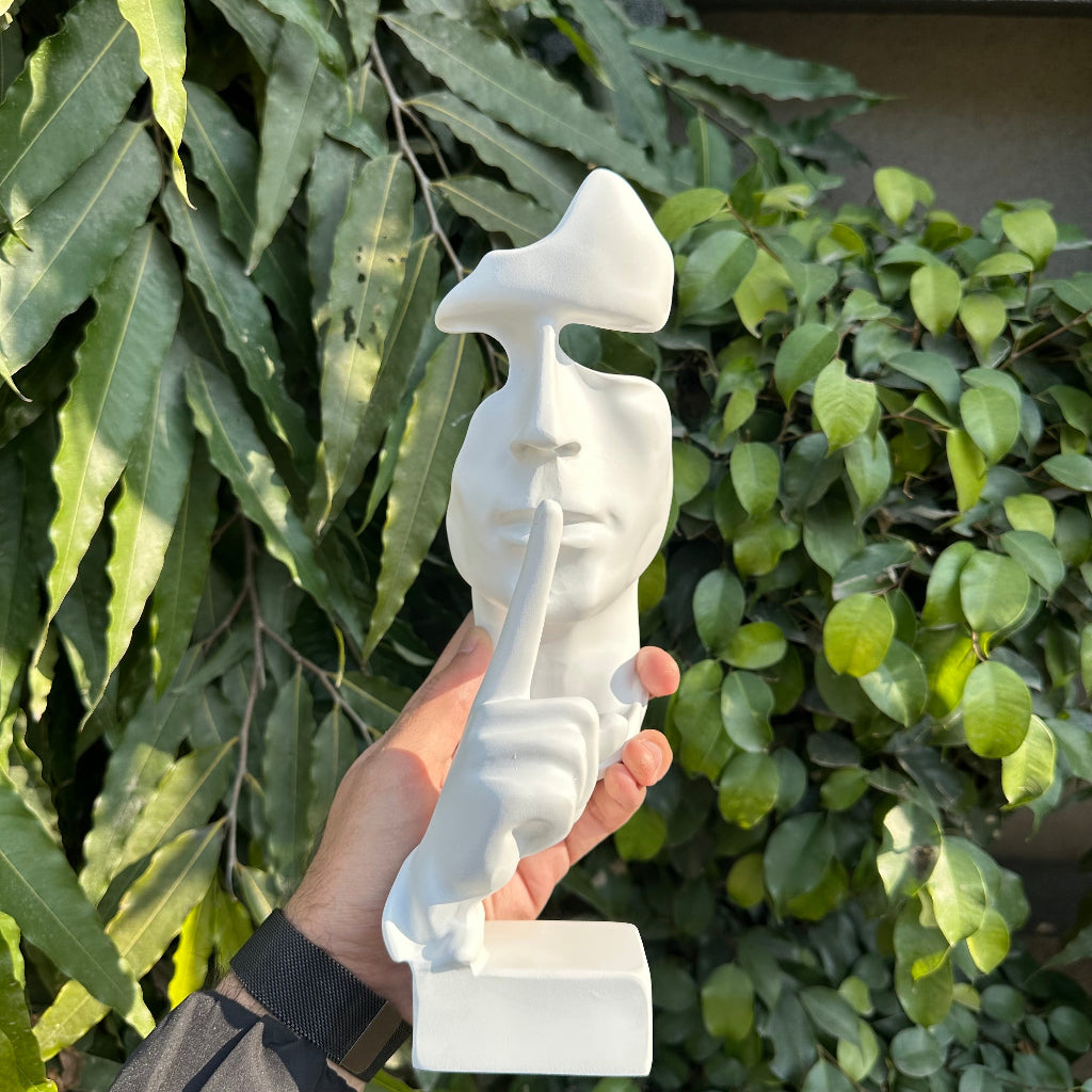 Large Silent Thinker Face Ceramic Sculpture – Elegant Home & Office Decor