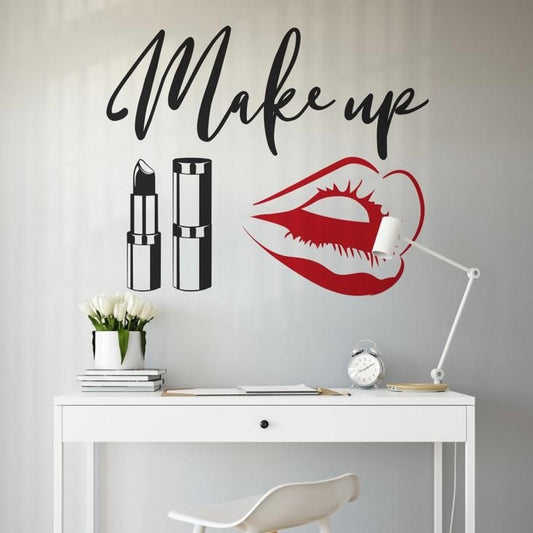 Make Up Wall Art for Salon Black and Red lips
