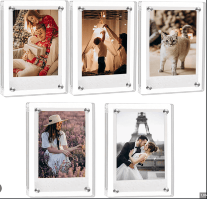 Magnetic Fridge Frames-Transparent Magnetic Acrylic Picture Frame Clear Frameless Memos for office and Refrigerator 3x4 inches each