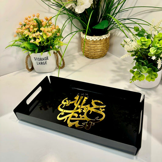 Eid Mubarak Tray Black and Gold-TE01
