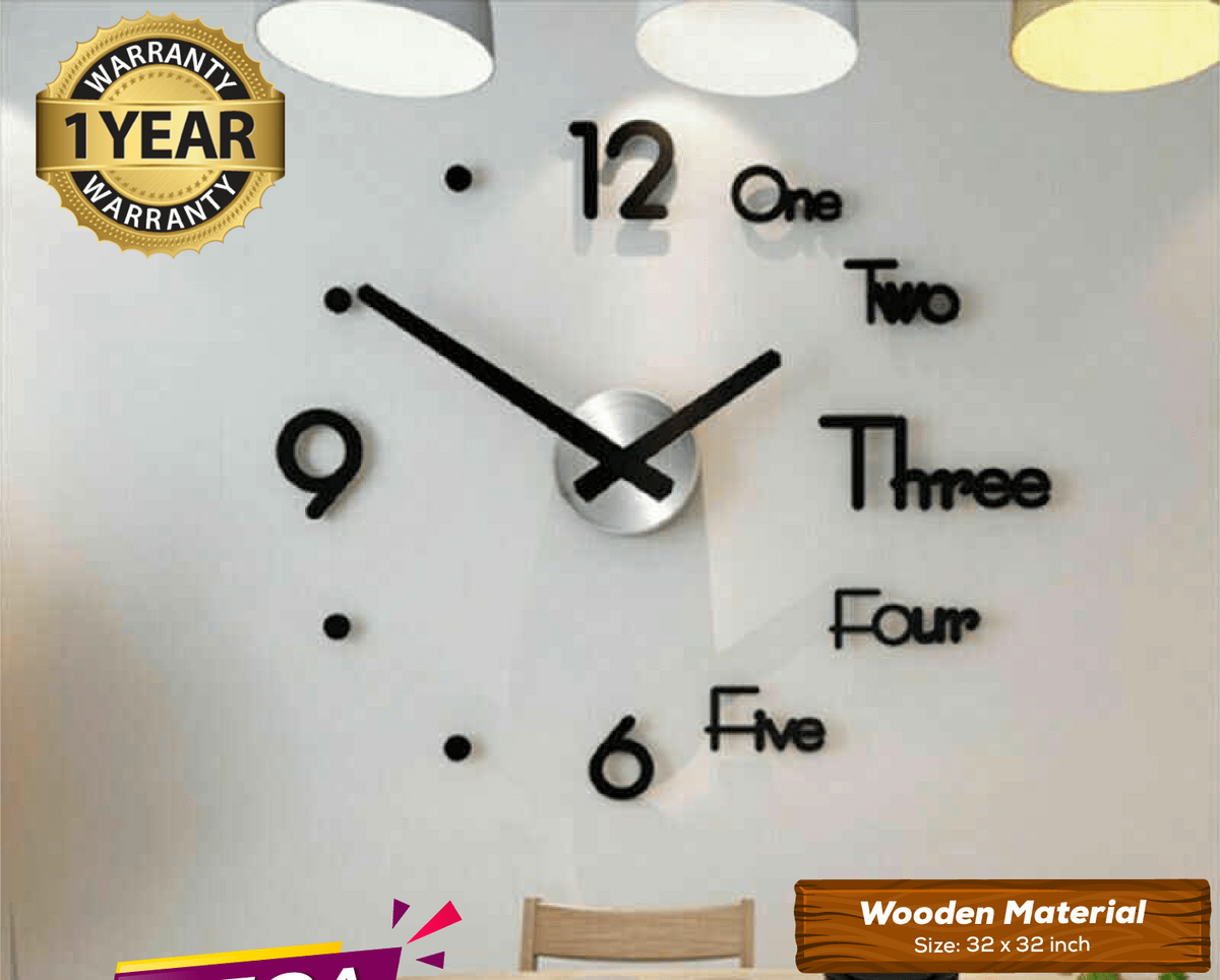 LARGE SIZE WOODEN DIY CLOCK WITH 12 INCHES NEEDLES